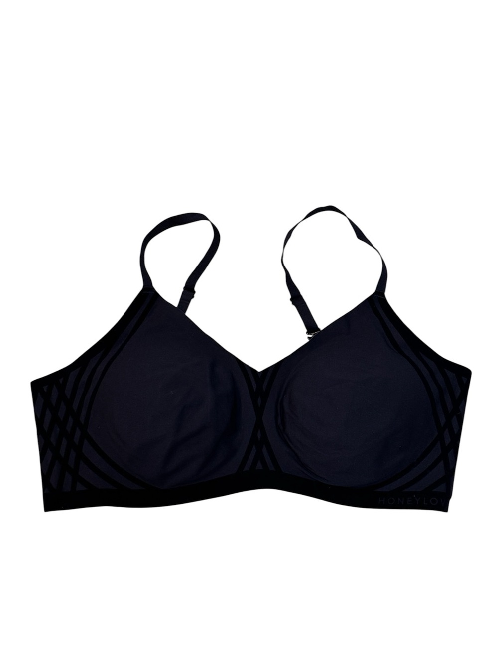 Honey Love Black Vamp Silhouette Wireless Padded Bra Size XL